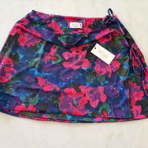 RESA Women's Mini Ollie Skirt - Pink and Blue Floral in Lanai